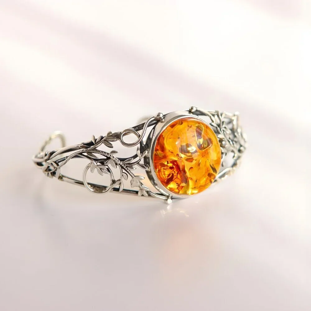 Baltic Amber Sterling Silver Bracelet - Picture 7 of 10